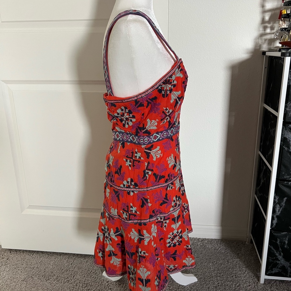 Rare! NWOT Anthropologie Dark Orange Embroidered Dress 8 - Picture 8 of 12